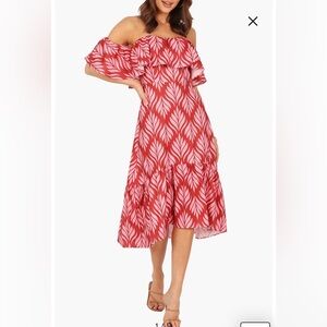 NWOT- Petal And Pup Neoma Off the Shoulder Midi Dress, Pink, Small